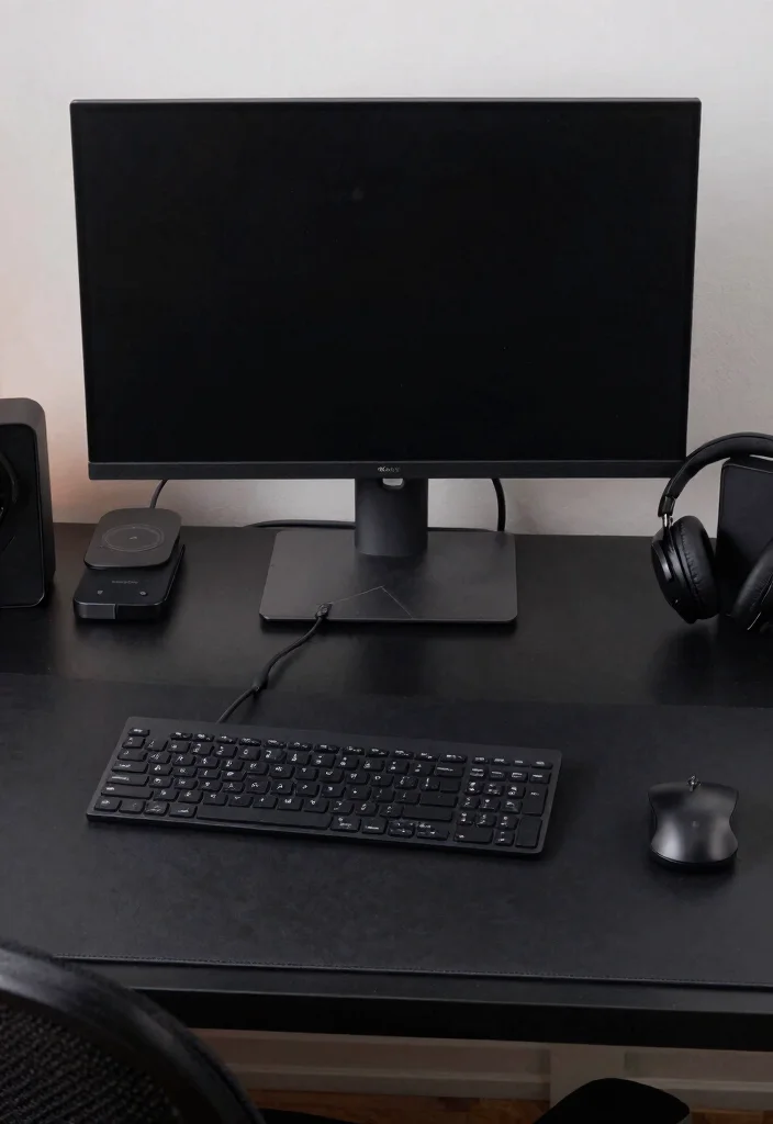 14 All Black Desk Setup Ideas That Look Sleek - 2. The Tech Enthusiast 1