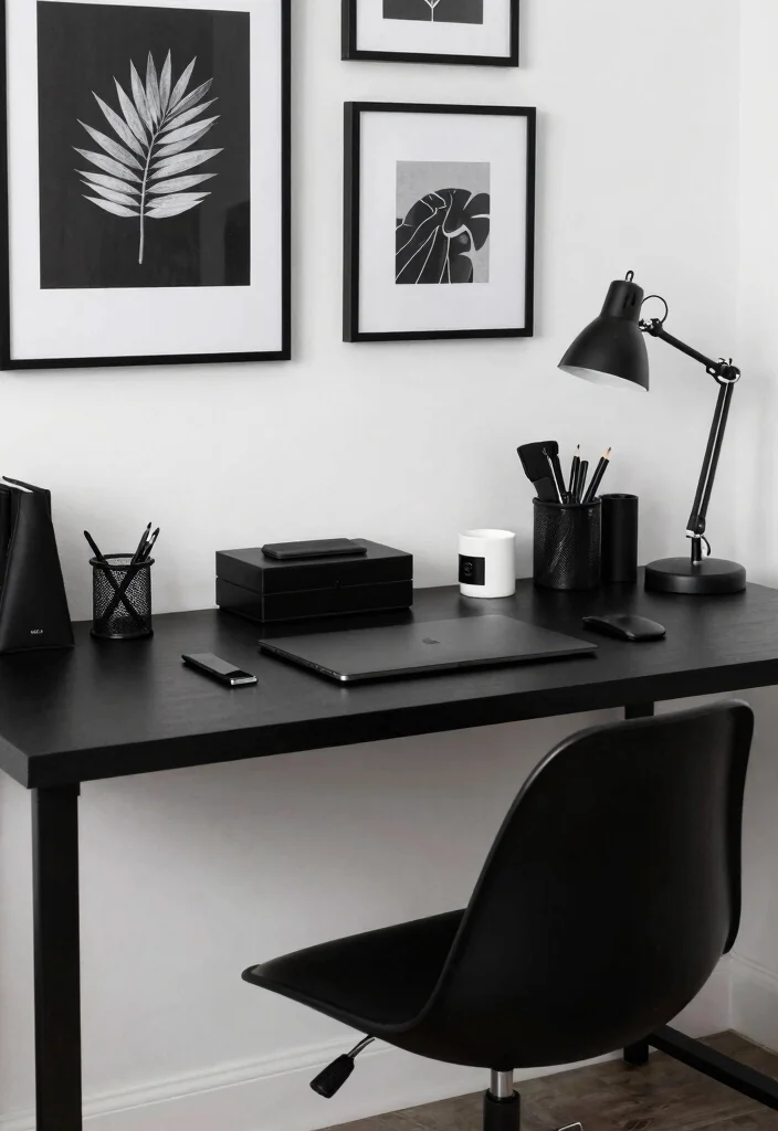 14 All Black Desk Setup Ideas That Look Sleek - 6. The Monochrome Masterpiece 1