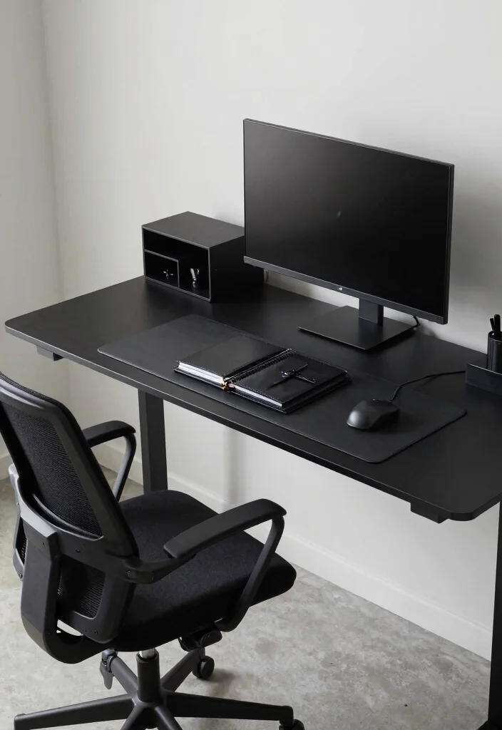 14 All Black Desk Setup Ideas That Look Sleek - 9. The Professional Edge 1