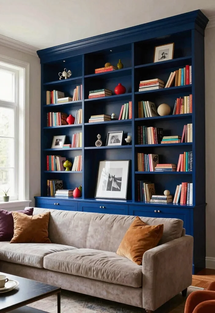 14 Bookshelf Built-in Wall Ideas That Feel Seamless - 3. Statement Wall 1