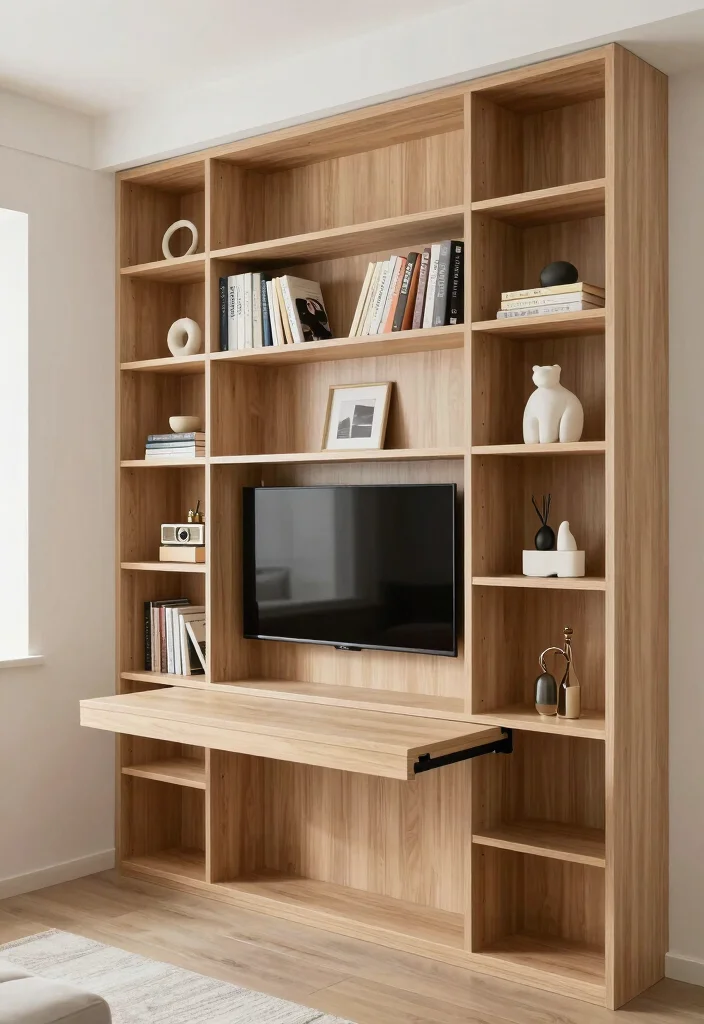 14 Bookshelf Built-in Wall Ideas That Feel Seamless - 9. Multi-Functional Designs 1