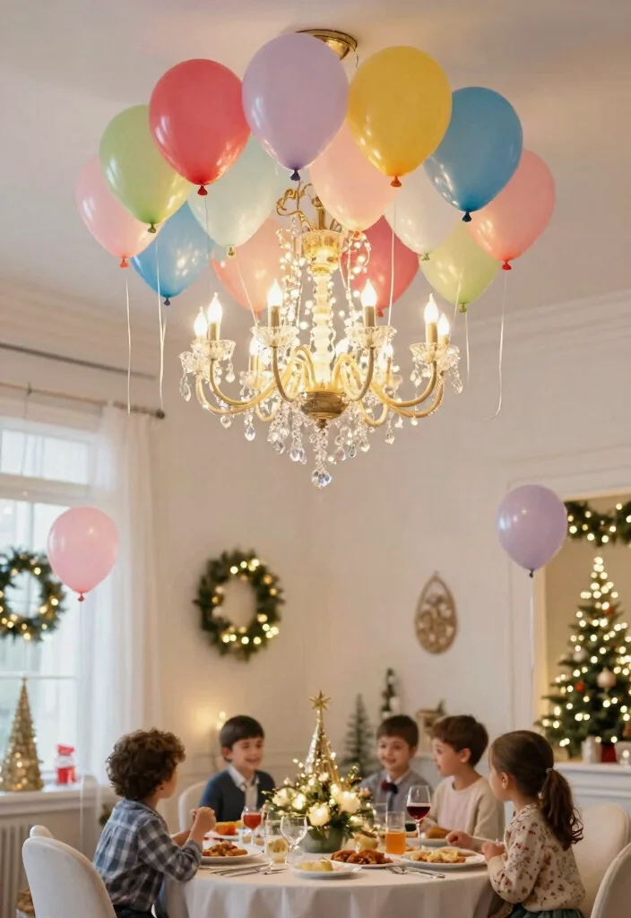 14 Chandelier Decorations for Christmas Ideas That Sparkle - 13. Balloon Decorations 1