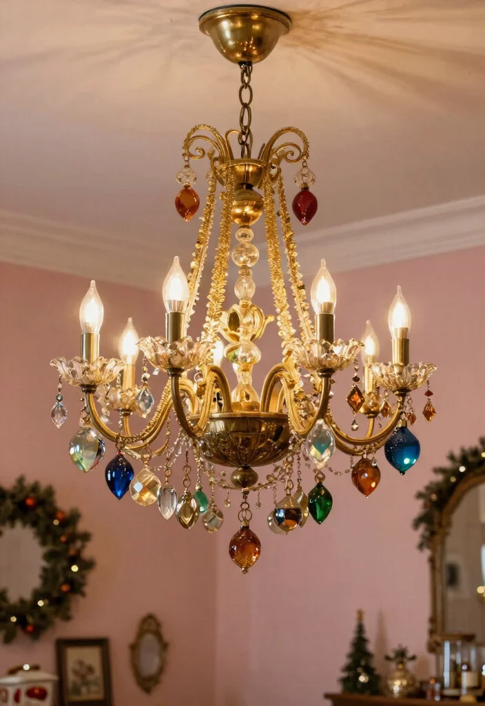 14 Chandelier Decorations for Christmas Ideas That Sparkle - 2. Vintage Ornaments 1