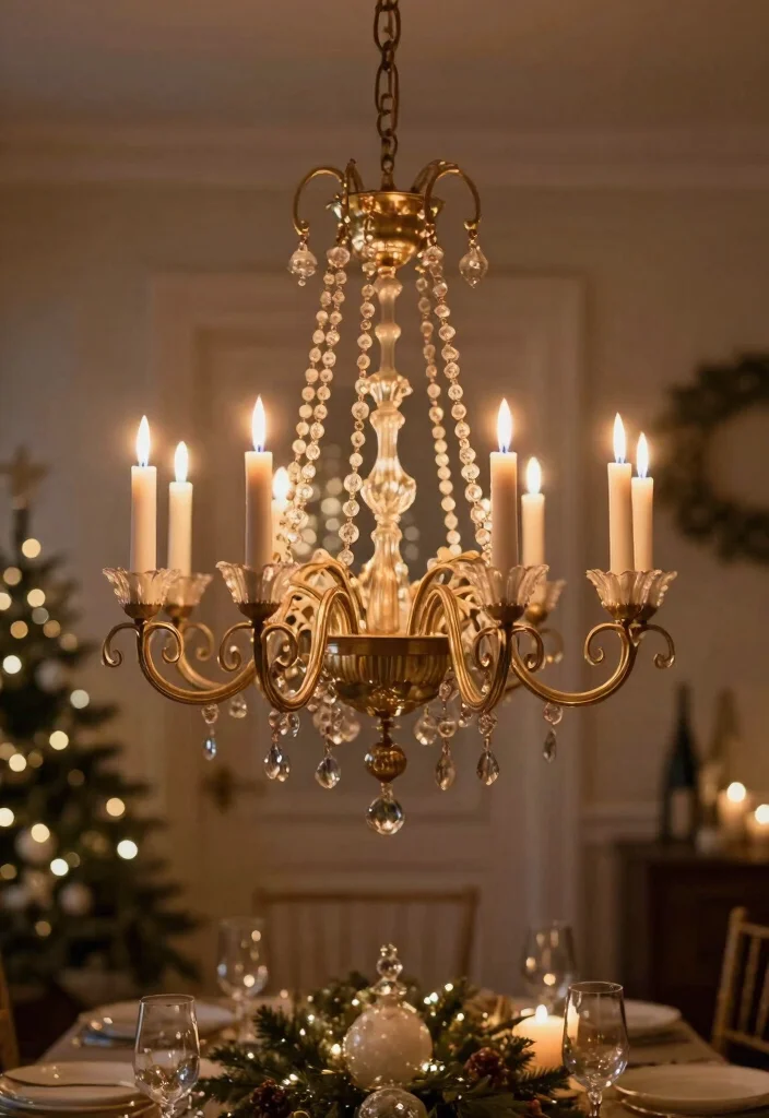 14 Chandelier Decorations for Christmas Ideas That Sparkle - 9. Hanging Candles 1