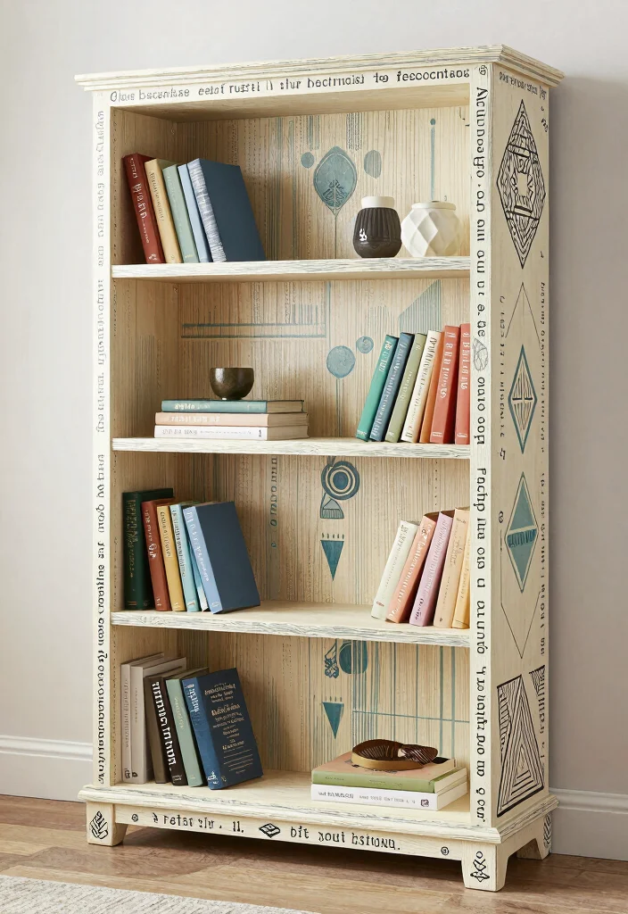 14 Cheap Bookshelf Makeover Ideas That Look Expensive 63 14 Cheap Bookshelf Makeover Ideas That Look Expensive - 13. DIY Stenciled Designs 1
