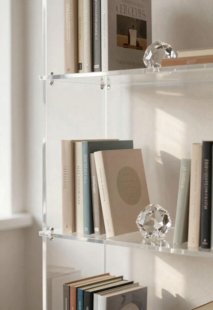 14 Cheap Bookshelf Makeover Ideas That Look Expensive 25 14 Cheap Bookshelf Makeover Ideas That Look Expensive - 5. Glass and Acrylic Accents 1