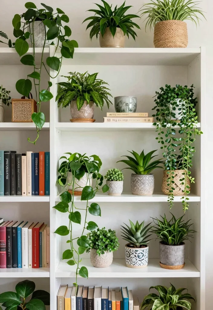 14 Cheap Bookshelf Makeover Ideas That Look Expensive 26 14 Cheap Bookshelf Makeover Ideas That Look Expensive - 6. Creative Plant Displays 1