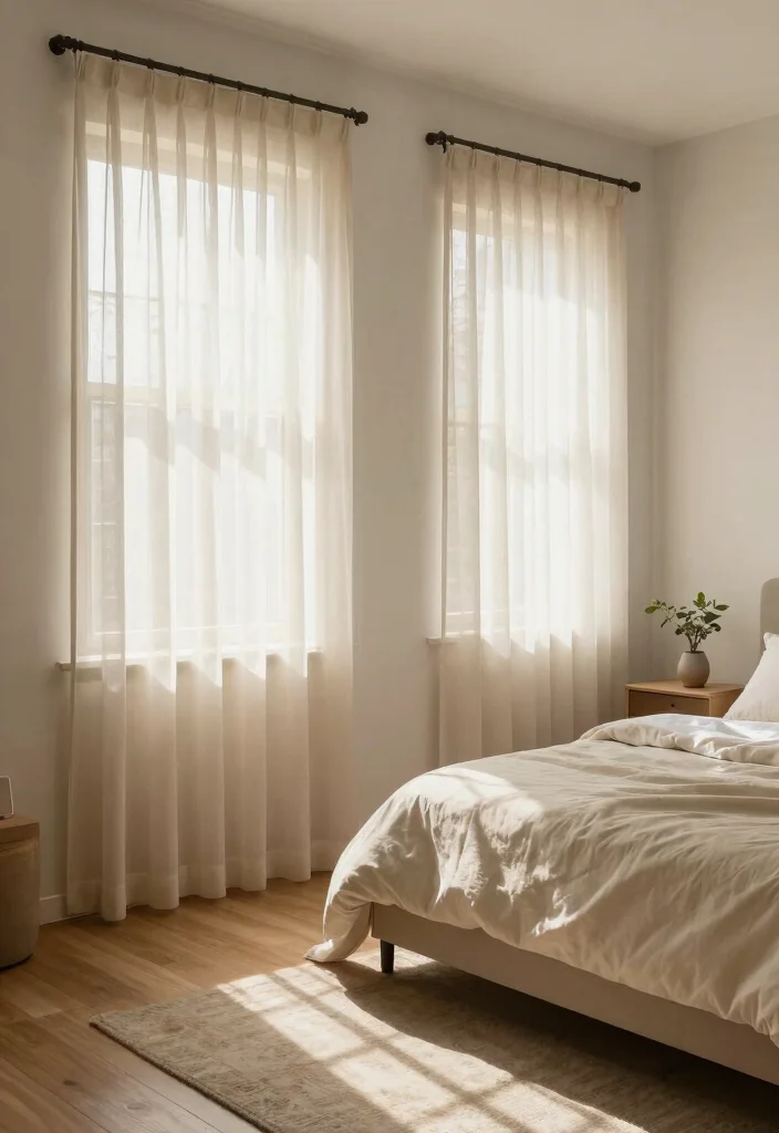 14 Curtains for Short Windows in Bedroom Ideas That Work - 1. Light and Airy Sheer Panels 1