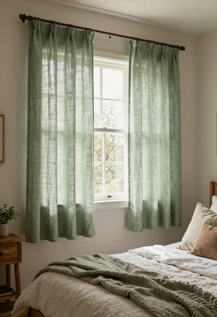 14 Curtains for Short Windows in Bedroom Ideas That Work - 2. Natural Linen Textures 1