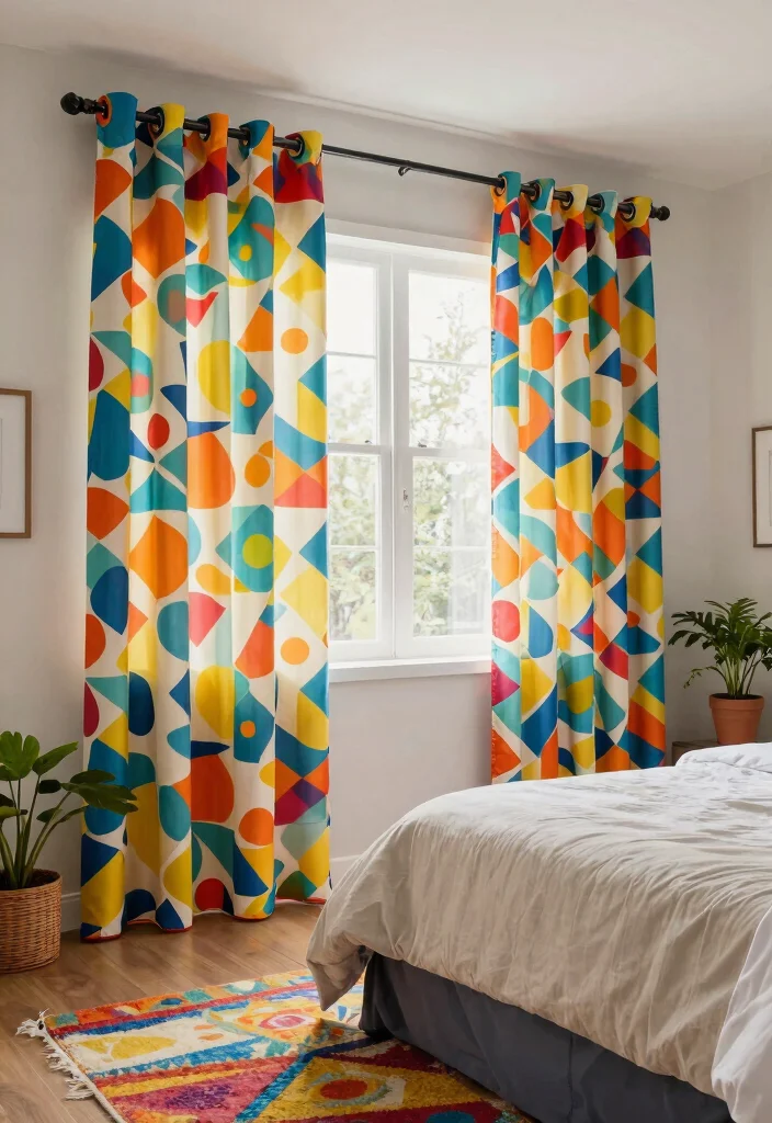 14 Curtains for Short Windows in Bedroom Ideas That Work - 3. Bold Prints for a Statement 1