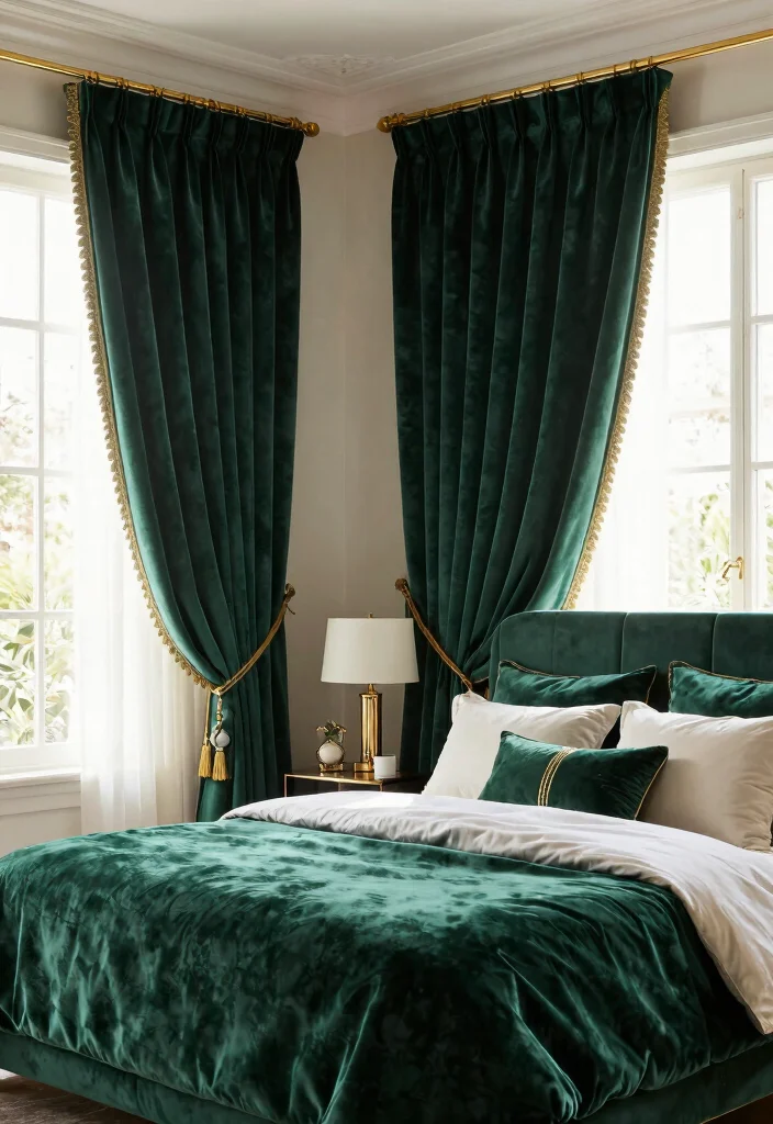 14 Curtains for Short Windows in Bedroom Ideas That Work - 7. Velvet Luxury 1