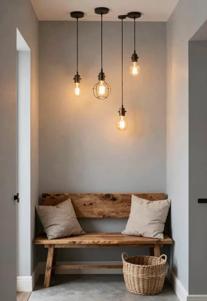 14 Entryway Pendant Light Ideas for a Stunning First Impression - 13. Industrial Vintage Mix 1