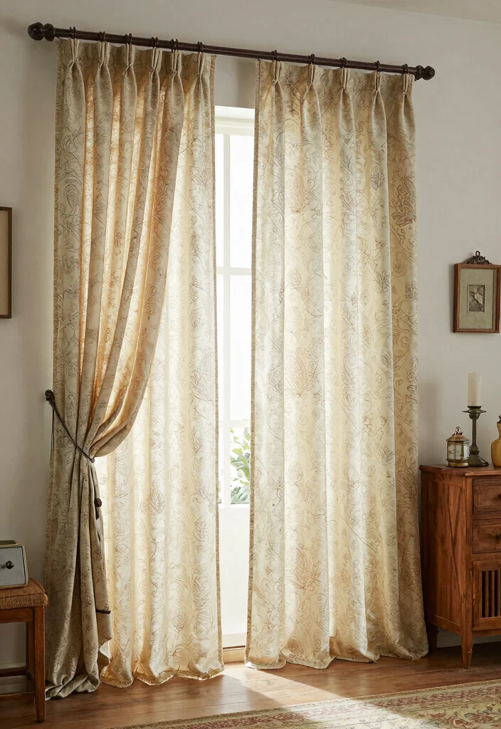 14 Fabric Strip Curtains Ideas With Boho Charm - 8. Vintage Fabrics for a Retro Feel 1