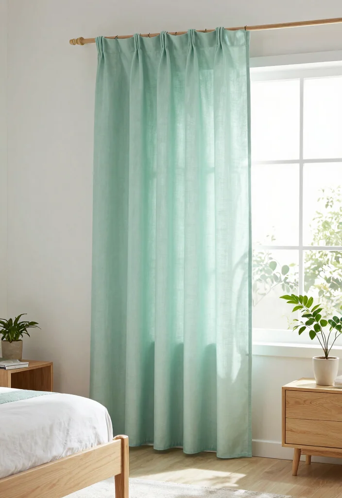 14 Green Bedroom Curtains Ideas That Feel Calm & Fresh - 1. Organic Cotton Curtains 1