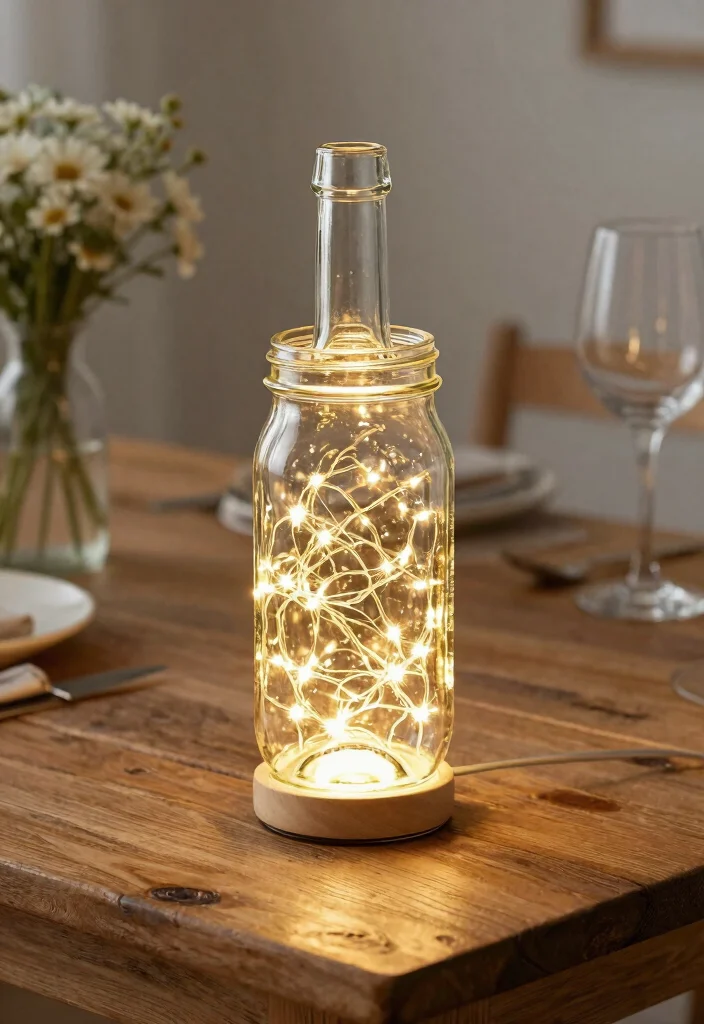 14 Mason Jar Lamp Ideas With Rustic Charm - 12. Mason Jar Wine Bottle Lamps 1