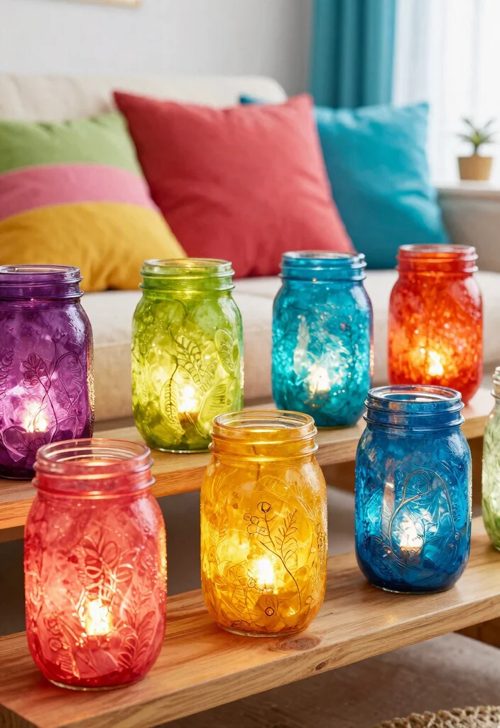 14 Mason Jar Lamp Ideas With Rustic Charm - 13. Painted Mason Jar Lamps 1
