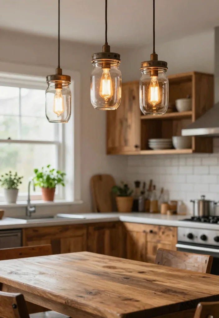 14 Mason Jar Lamp Ideas With Rustic Charm - 2. Rustic Pendant Light 1