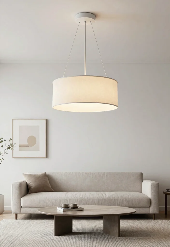 14 Small Chandelier Living Room Ideas That Add Glam - 14. Minimalist Drum Chandeliers for Subtle Elegance 1