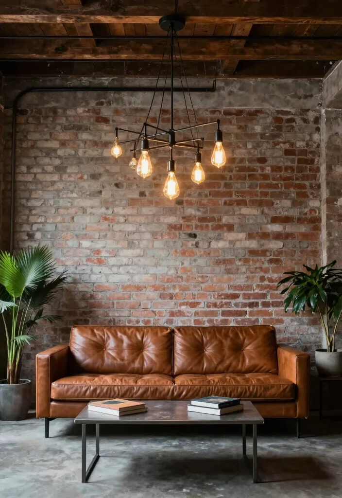 14 Small Chandelier Living Room Ideas That Add Glam - 4. Industrial Chic with Edison Bulbs 1