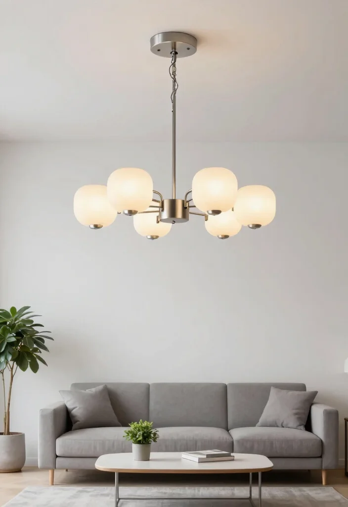 14 Small Chandelier Living Room Ideas That Add Glam - 6. Sleek and Simple for Modern Minimalism 1