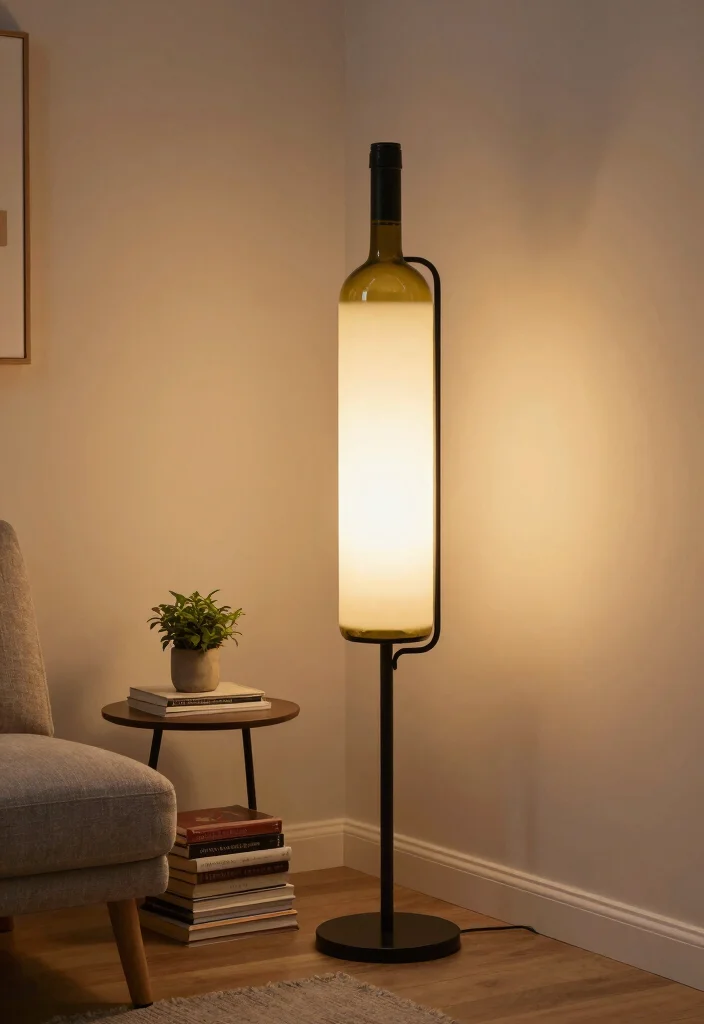 14 Wine Bottle Lamp Ideas That Feel Creative - 13. Wine Bottle Floor Lamp 1