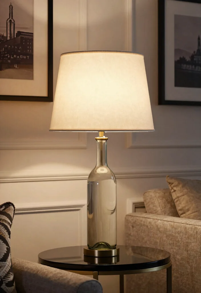 14 Wine Bottle Lamp Ideas That Feel Creative - 14. Elegant Wine Bottle Lamp with Shade 1