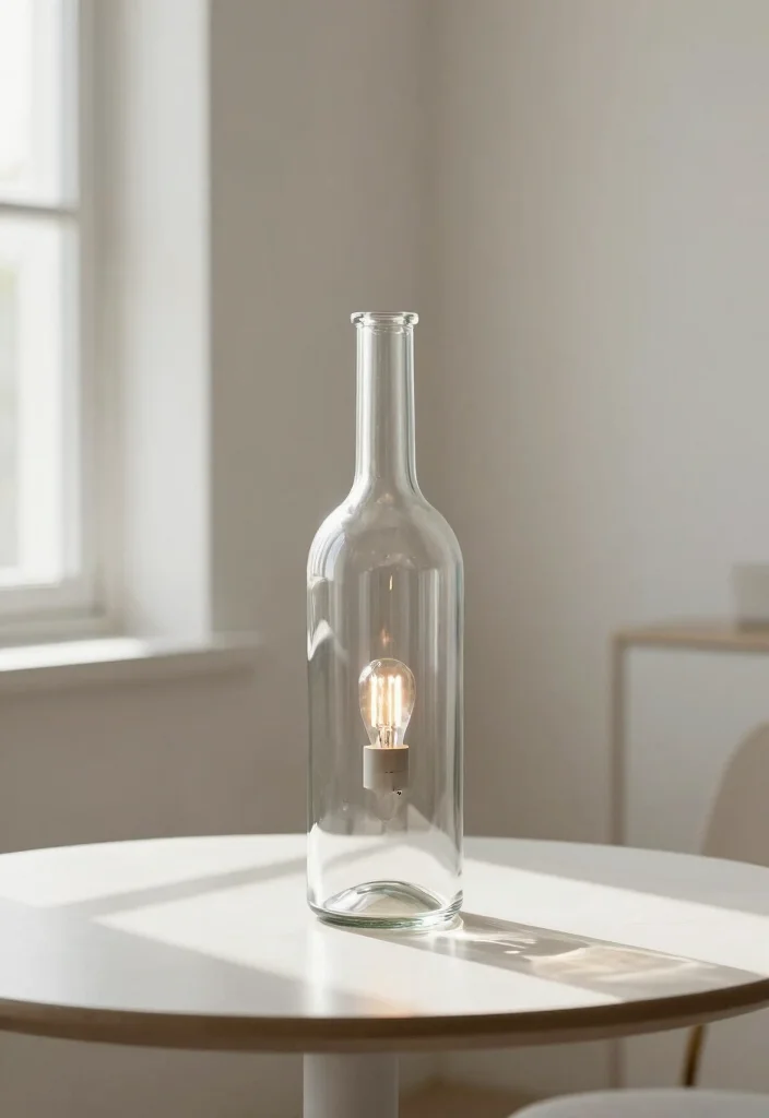14 Wine Bottle Lamp Ideas That Feel Creative - 3. Minimalist Clear Glass Lamp 1
