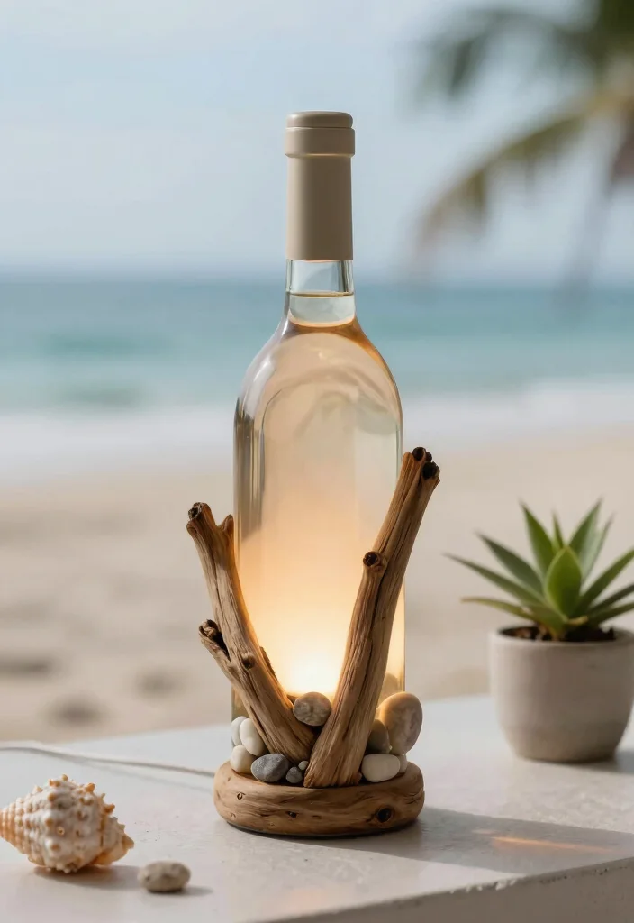 14 Wine Bottle Lamp Ideas That Feel Creative - 6. Wine Bottle Lamp with Natural Elements 1