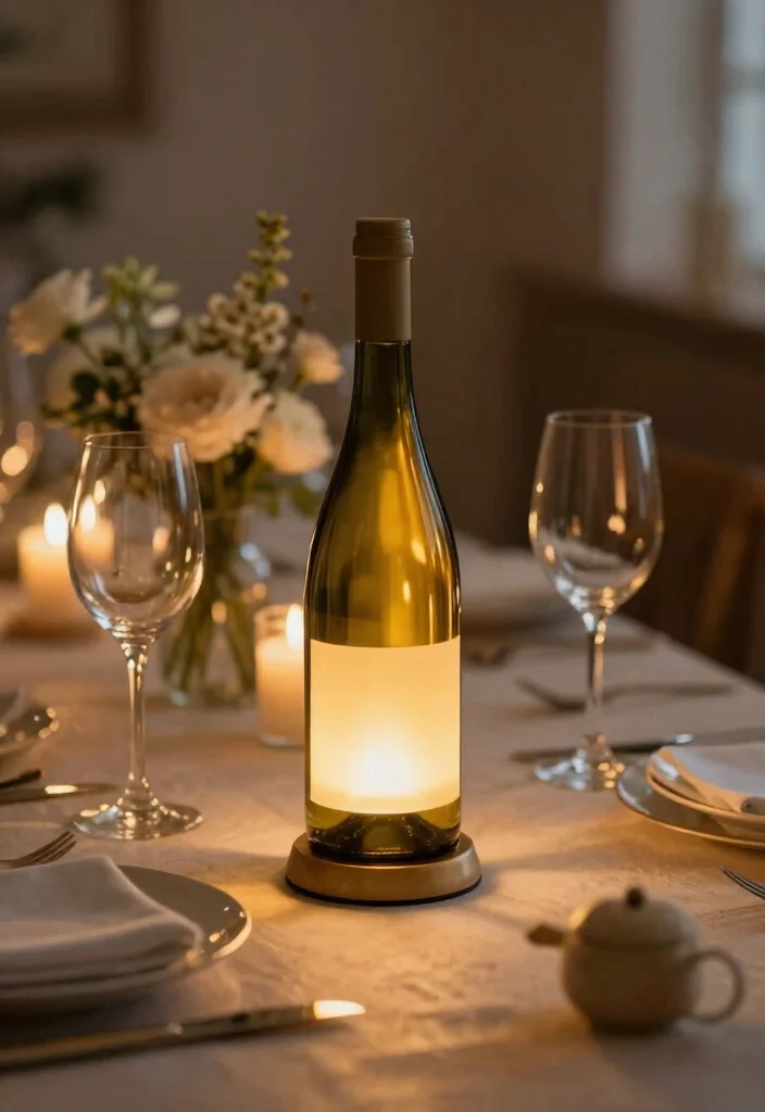 14 Wine Bottle Lamp Ideas That Feel Creative - 8. Wine Bottle Table Centerpiece Lamp 1
