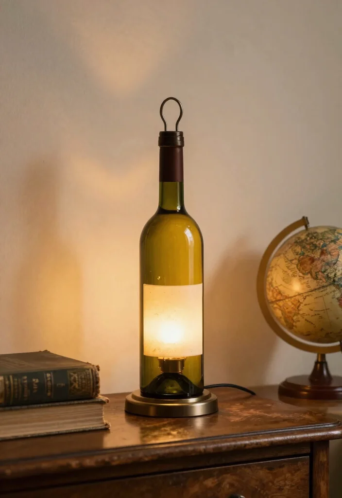 14 Wine Bottle Lamp Ideas That Feel Creative - 9. Vintage Styled Wine Bottle Lamp 1