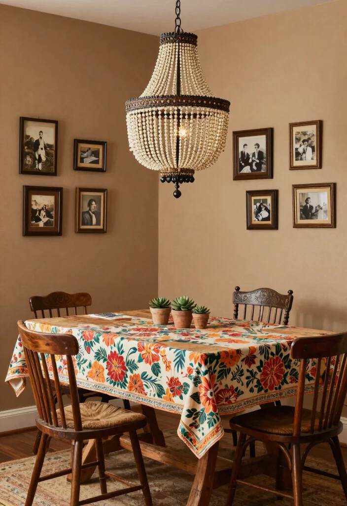 15 Beaded Chandelier Dining Room Ideas With Boho Flair - 1. Vintage-Inspired Beaded Chandelier 1
