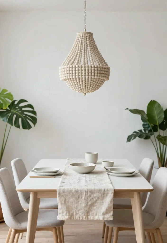 15 Beaded Chandelier Dining Room Ideas With Boho Flair - 3. Minimalist Boho Chandelier 1