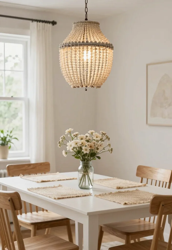 15 Beaded Chandelier Dining Room Ideas With Boho Flair - 6. Soft Neutral Tones 1