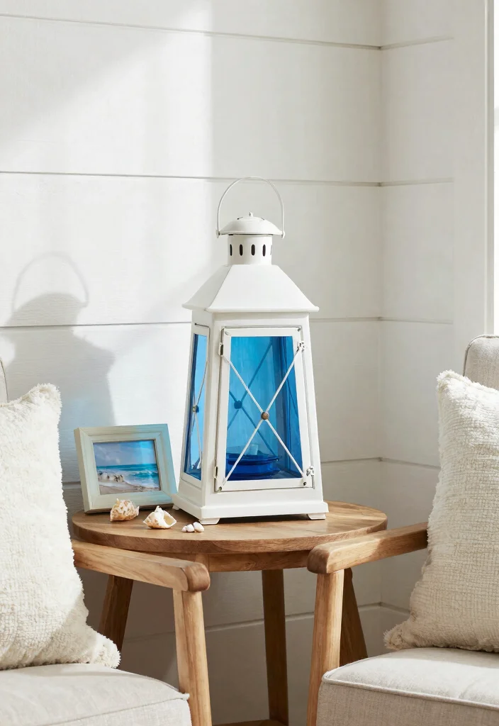 15 Blue and White Lamp Ideas With Coastal Vibes - 1. Nautical Lantern Style 1