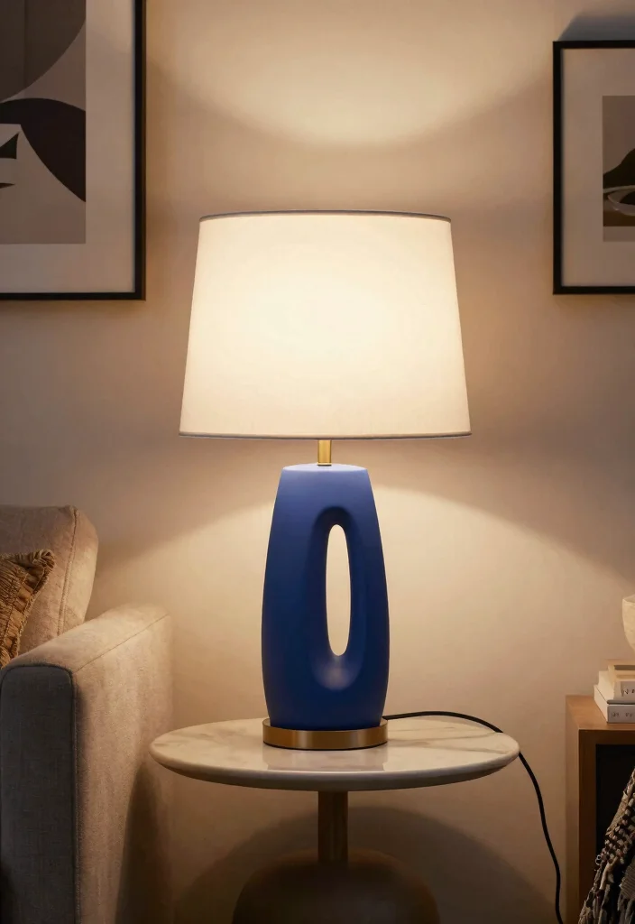15 Blue and White Lamp Ideas With Coastal Vibes - 11. Functional Art Pieces 1