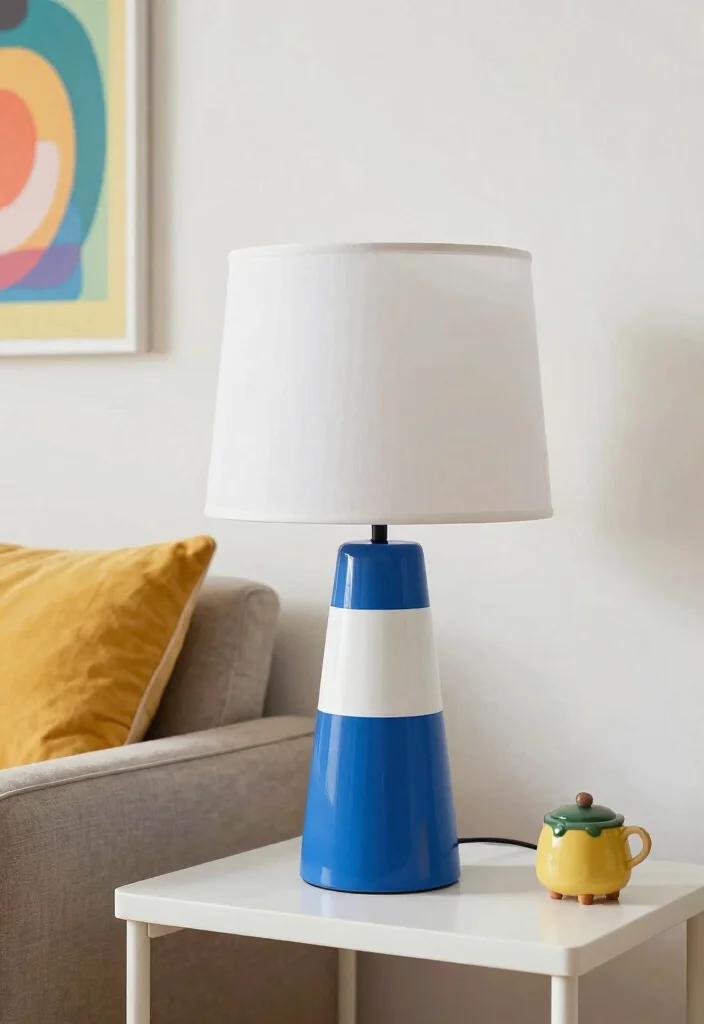 15 Blue and White Lamp Ideas With Coastal Vibes - 15. Coastal Color Blocks 1