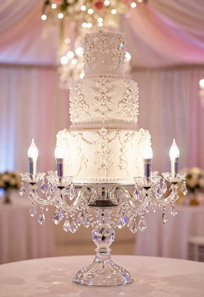 15 Chandelier Cake Stand Ideas That Look Elegant - 1. Crystal Elegance 1