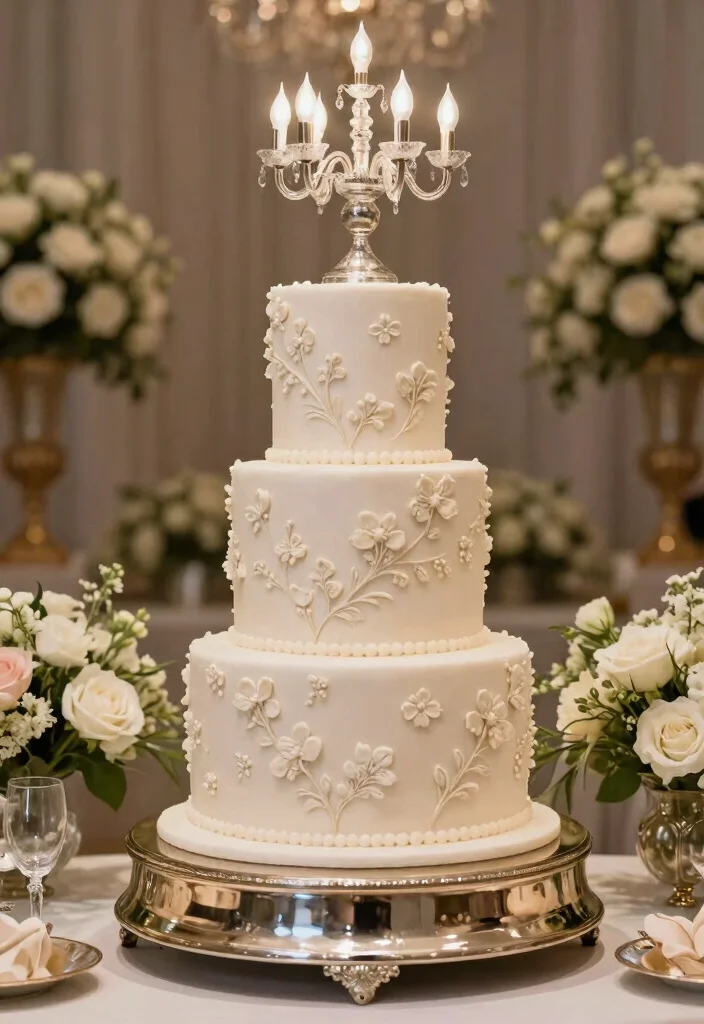 15 Chandelier Cake Stand Ideas That Look Elegant - 13. Elegant Layers 1