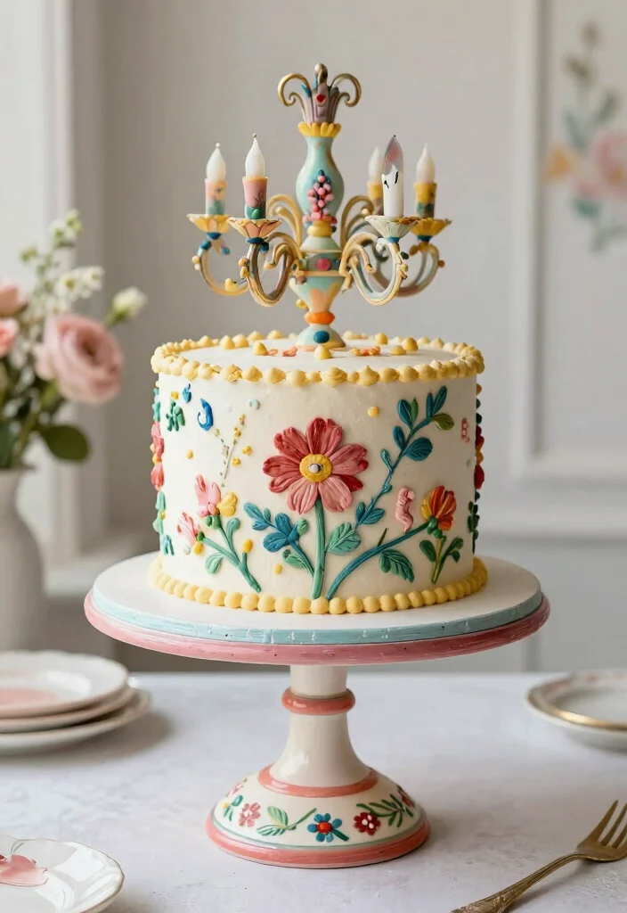 15 Chandelier Cake Stand Ideas That Look Elegant - 8. Hand-Painted Designs 1