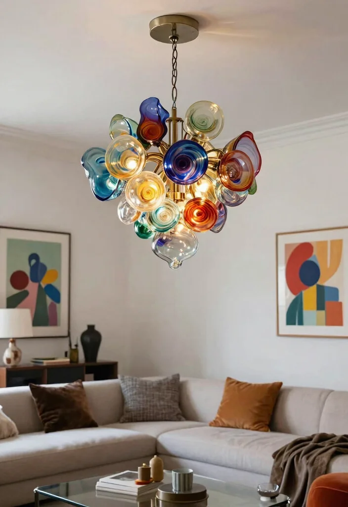 15 Chandelier for Living Room Ideas That Wow Guests - 10. Artistic Blow Glass Chandelier 1