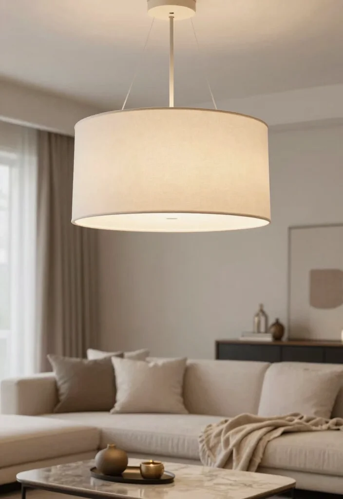15 Chandelier for Living Room Ideas That Wow Guests - 11. Elegant Drum Shade Chandelier 1