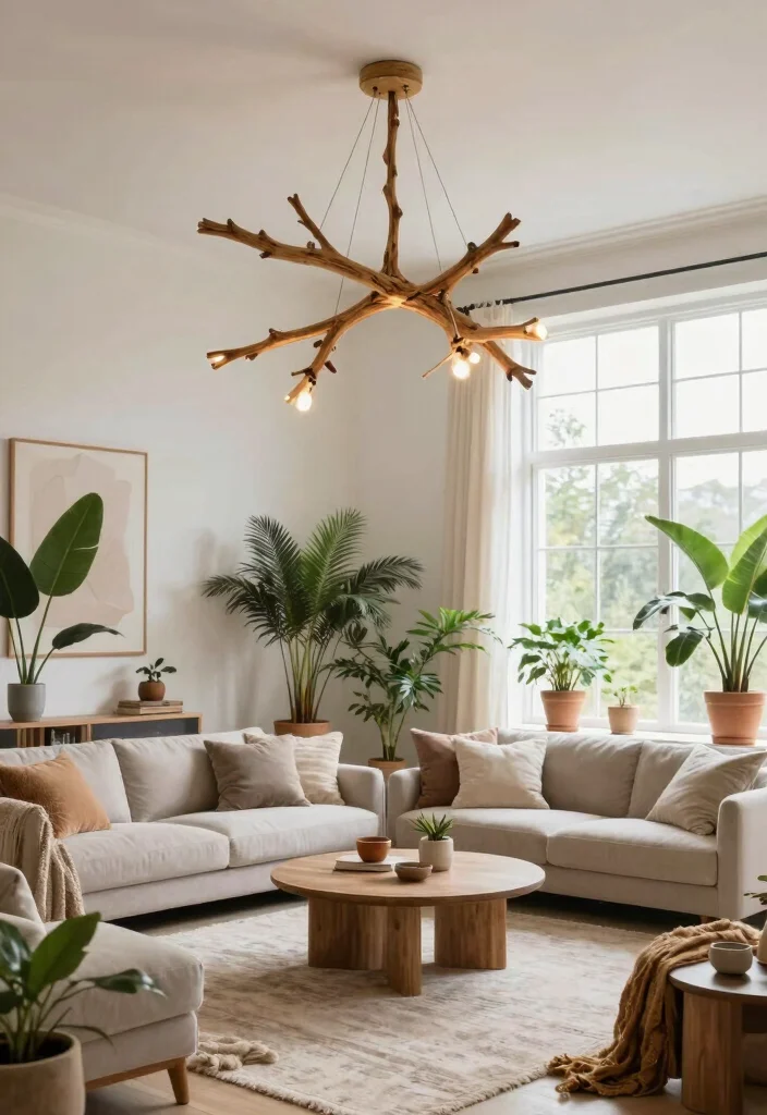 15 Chandelier for Living Room Ideas That Wow Guests - 14. Nature-Inspired Branch Chandelier 1