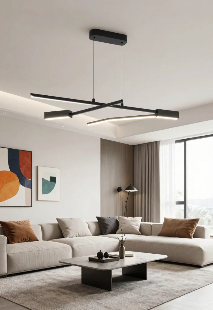 15 Chandelier for Living Room Ideas That Wow Guests - 4. Modern Minimalist Chandelier 1