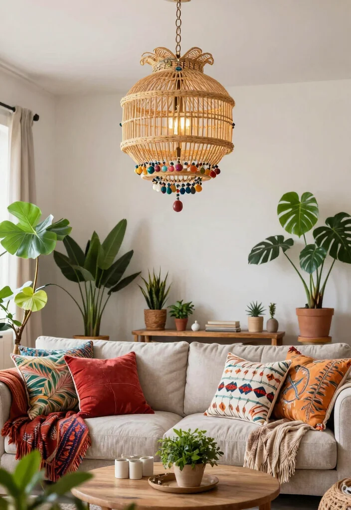 15 Chandelier for Living Room Ideas That Wow Guests - 6. Bohemian Chic Chandelier 1