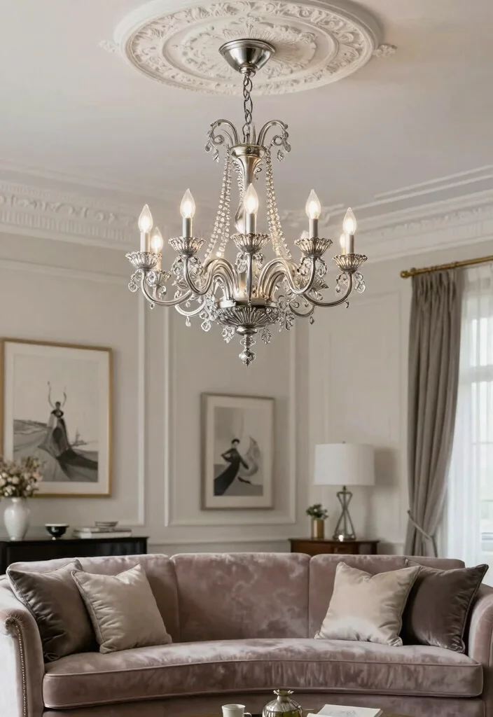 15 Chandelier for Living Room Ideas That Wow Guests - 8. Classic Silver Filigree Chandelier 1