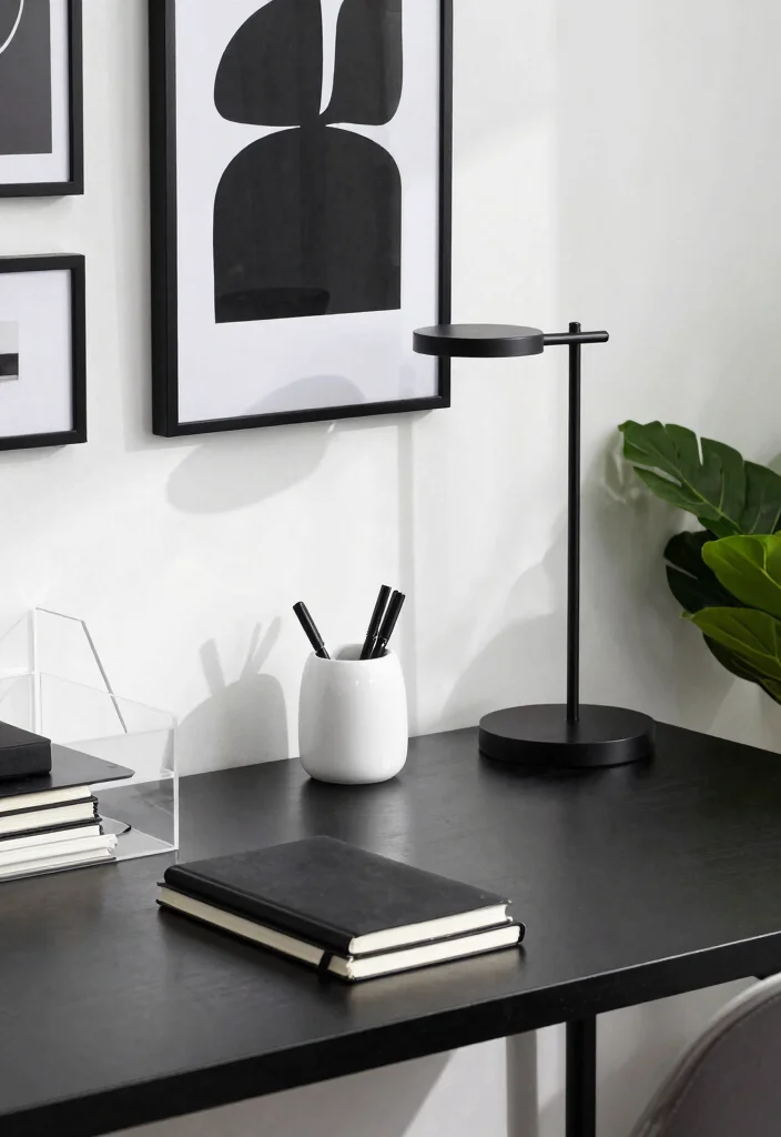 15 Chic Desk Setup Ideas That Feel Designer Inspired - 1. Monochrome Elegance 1