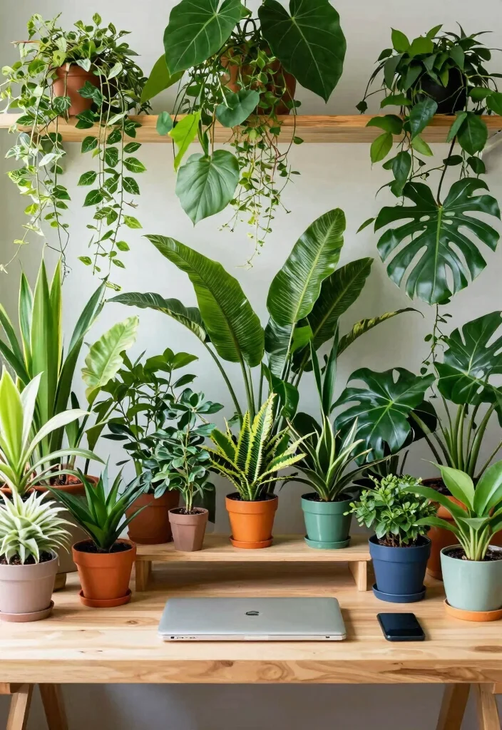 15 Chic Desk Setup Ideas That Feel Designer Inspired - 11. Indoor Jungle 1