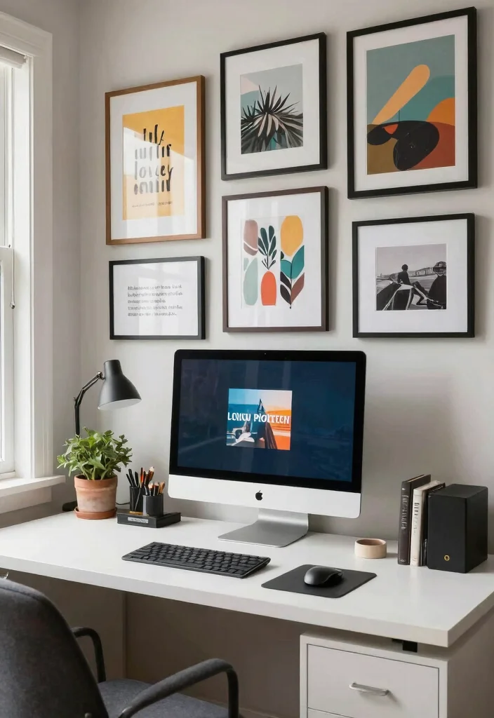 15 Chic Desk Setup Ideas That Feel Designer Inspired - 12. Personal Gallery Wall 1