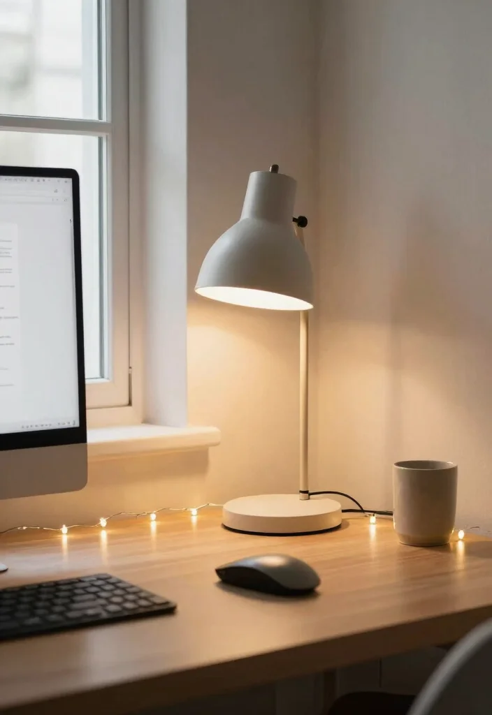 15 Chic Desk Setup Ideas That Feel Designer Inspired - 14. Mood Lighting 1