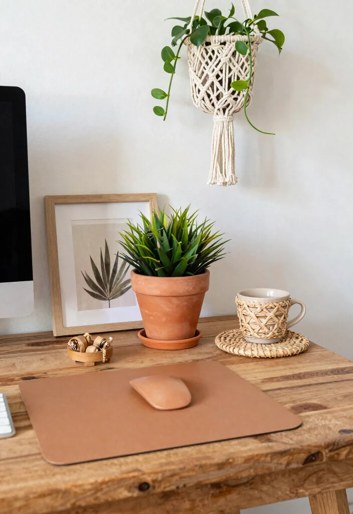 15 Chic Desk Setup Ideas That Feel Designer Inspired - 3. Earthy Tones 1